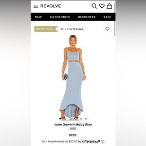 Elegant Blue Strapless Dress